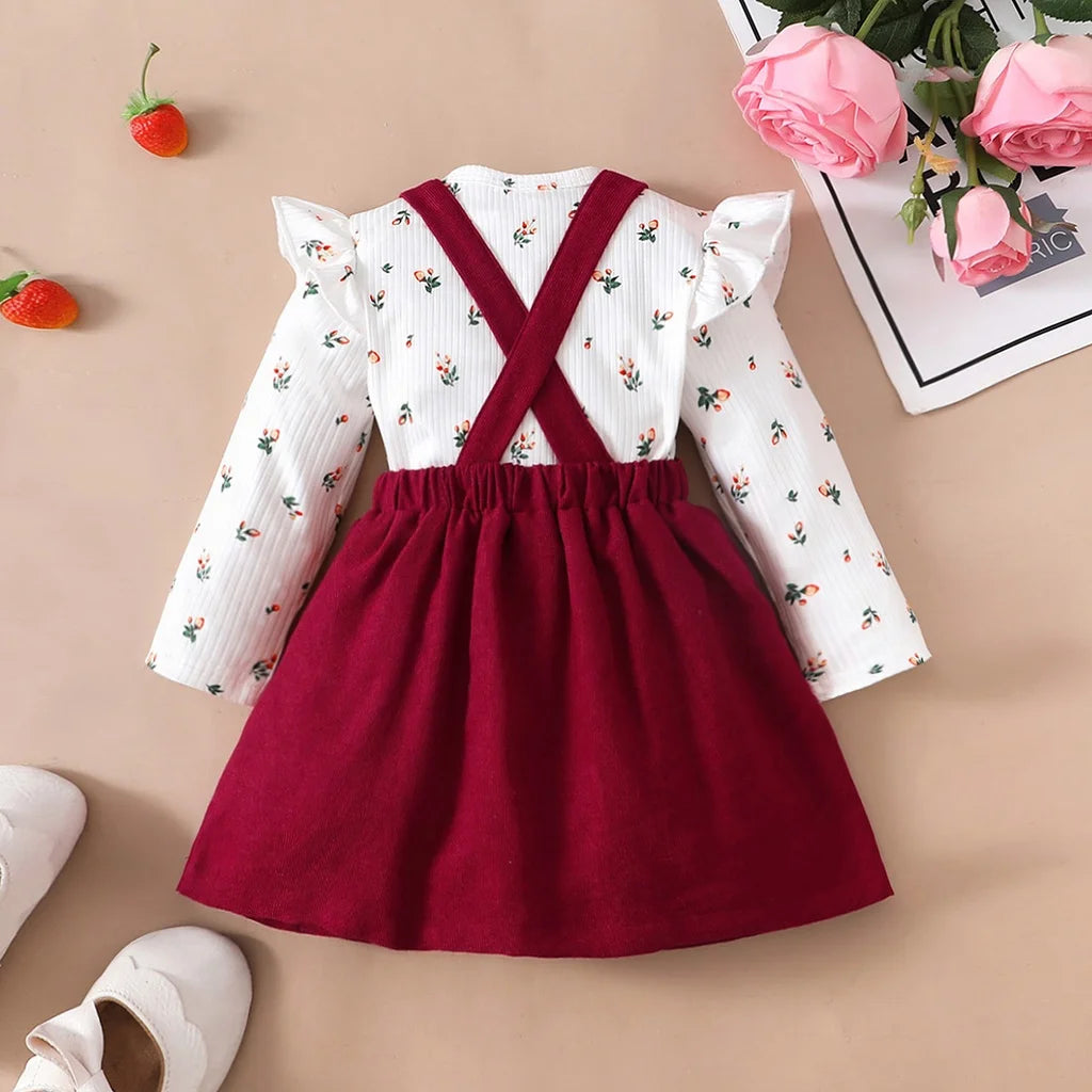 2 Piece Baby Princess Dress Red Set