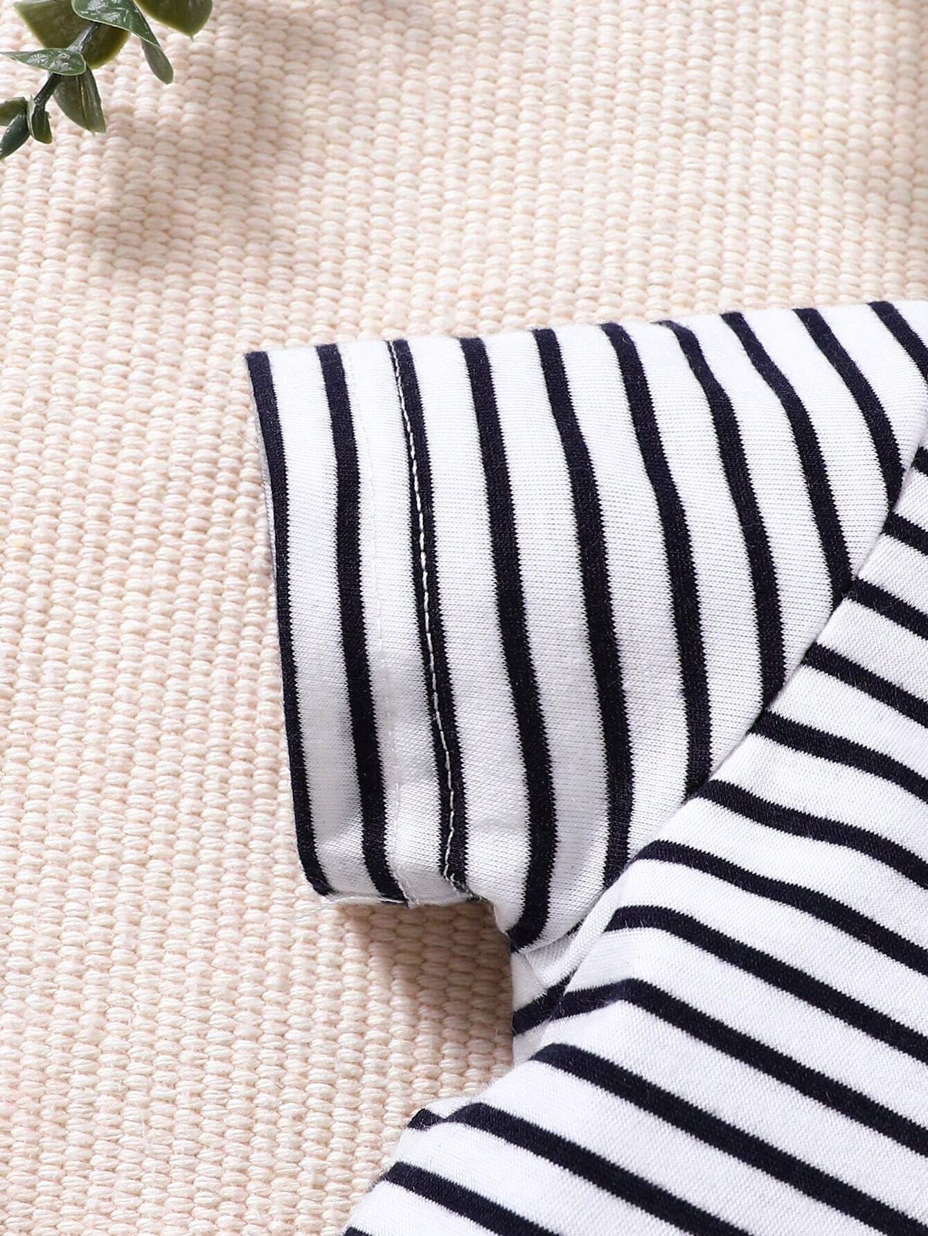 Baby Boys Summer Set – Striped T-shirt &amp; Plush Bear Suspender Shorts 