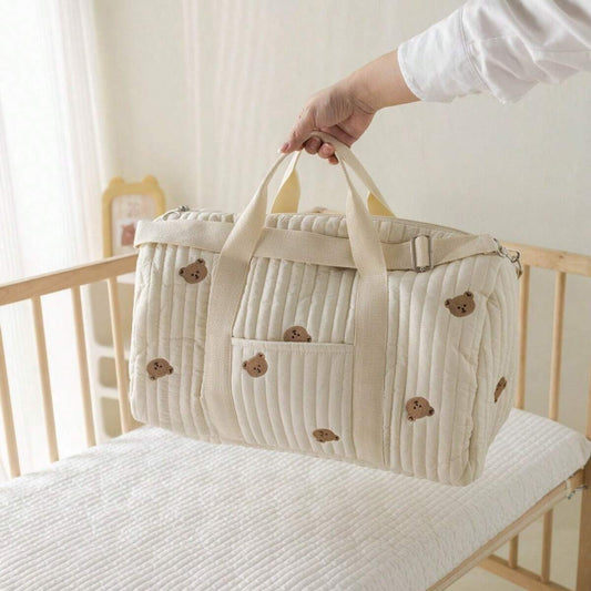 Bear Graphic Plush Diaper Bag 