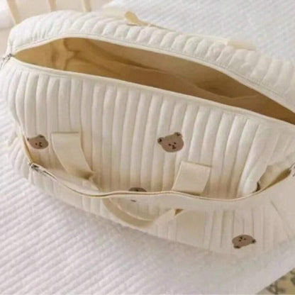 Wickeltasche aus Plüsch mit Bärenmotiv