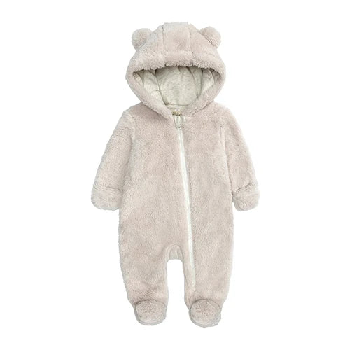 Winter Baby Romper Fleece With Hood Warm Jumpsuit