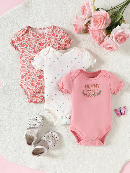 3-teiliges Baby-Strampler-Set, Kurzarm, Sommeroutfit