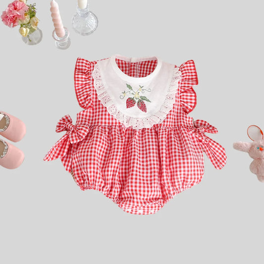 Baby Girls Romper – Strawberry Embroidery 
