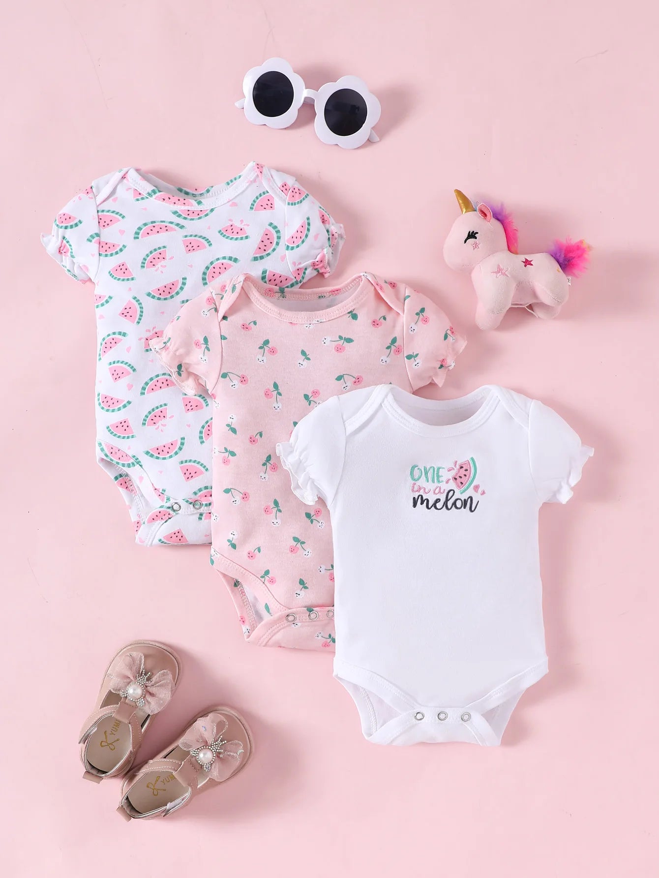 3-teiliges Baby-Strampler-Set, Kurzarm, Sommeroutfit