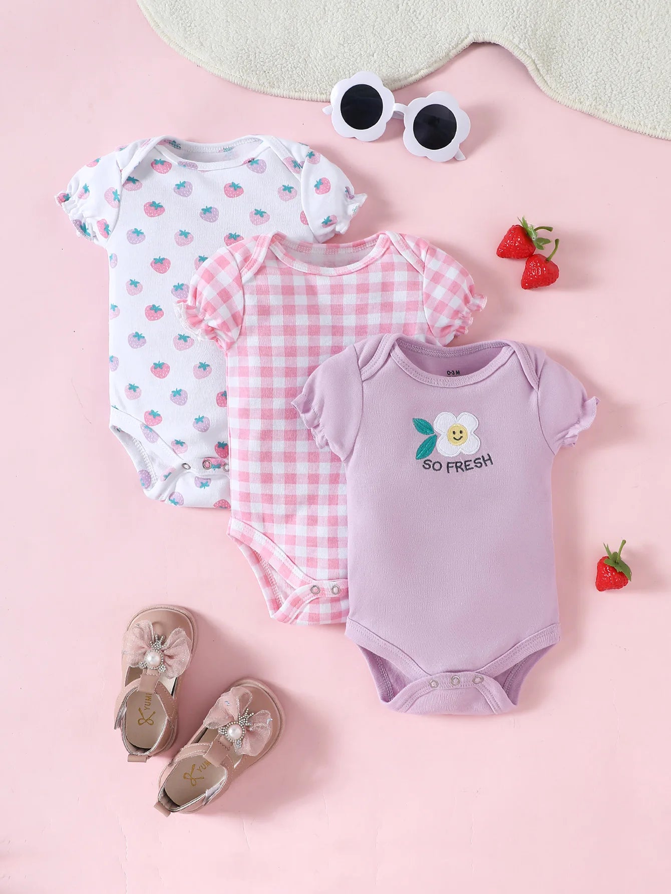 3-teiliges Baby-Strampler-Set, Kurzarm, Sommeroutfit