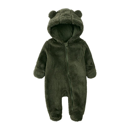 Winter Baby Romper Fleece With Hood Warm Jumpsuit